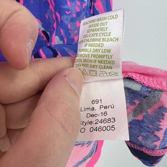 Lilly Pulitzer Surfcrest Pink Roll Tab Sleeve Monkey Dress Girl's XL 12-14 - Picture 4 of 5